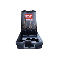 Coffret de forets étagés HSS à 3 tranchants – 3 pièces – perçage de 4 à 30 mm – coupe nette sans vibration