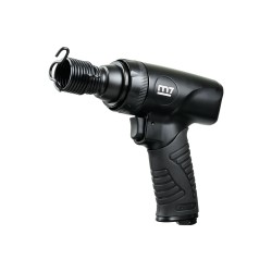 Burineur pneumatique Ø10.2 mm à emmanchement rond – faible vibration – 3000 coups/min – corps alu – 5 burins inclus