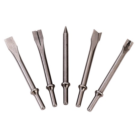 Jeu de 5 burins pour burineur pneumatique – emmanchement rond Ø10 mm – compatibilité SC4101 à SC4105