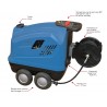 Nettoyeur HP eau chaude 380V – 200 bar – 15 l/min – avec enrouleur 20 m et lance turbo – usage intensif – LIVRAISON OFFERTE