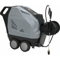 Nettoyeur HP eau chaude tri 380V – 21 l/min – 200 bar – enrouleur 20m – lance turbo – Total Stop – LIVRAISON GRATUITE