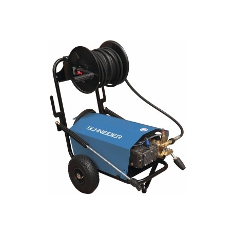 Nettoyeur HP 380V 150 bar 21 l/min – Moteur 7,5CV, enrouleur 20m, lance turbo, pompe radiale pro