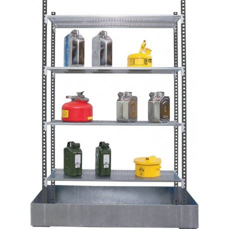 Étagère grand modèle avec bac de rétention 179L – 4 tablettes charge 1000kg – 1200x760x2010mm - LIVRAISON OFFERTE Étagère grand modèle avec bac de rétention 179L – 4 tablettes charge 1000kg – 1200x760x2010mm - LIVRAISON OFFERTE