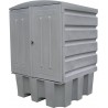 Conteneur de rétention extérieur pour IBC 1000L – PEHD – Portes à clé et passage de fourches - LIVRAISON OFFERTE