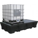 Bac de rétention 1000L PEHD – format XXL pour 2 IBC – charge 4100kg – 2540x1300x490mm - LIVRAISON GRATUITE