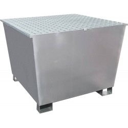 Bac de rétention 1000L acier galvanisé avec caillebotis pour 1 IBC – empilable – charge 1000kg – LIVRAISON GRATUITE