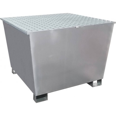 Bac de rétention 1000L acier galvanisé avec caillebotis pour 1 IBC – empilable – charge 1000kg – LIVRAISON GRATUITE