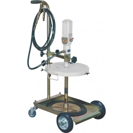 Pompe graisse pneumatique 50:1 pour fût 50/60kg avec pistolet, tuyau 10m – débit 600 g/min