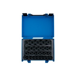 Coffret de douilles à chocs 1/2" -12 pans - 27 pièces (de 8 à 36mm) - King Tony