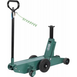 Cric rouleur oléopneumatique 10T – LIVRAISON OFFERTE - Hauteur 150 à 580 mm, long châssis 1,38 m, pompe silencieuse