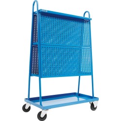 Chariot porte-outils mobile 1000x580x1600mm avec 2 panneaux perforés pour rangement d’atelier