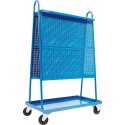 Chariot porte-outils mobile 1000x580x1600mm avec 2 panneaux perforés pour rangement d’atelier