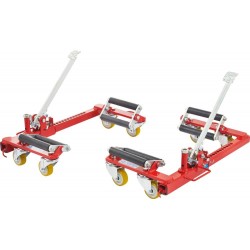 Lot de 2 chariots de manutention mécaniques 550kg pour voitures accidentées – Rouleaux larges jusqu’à 220mm