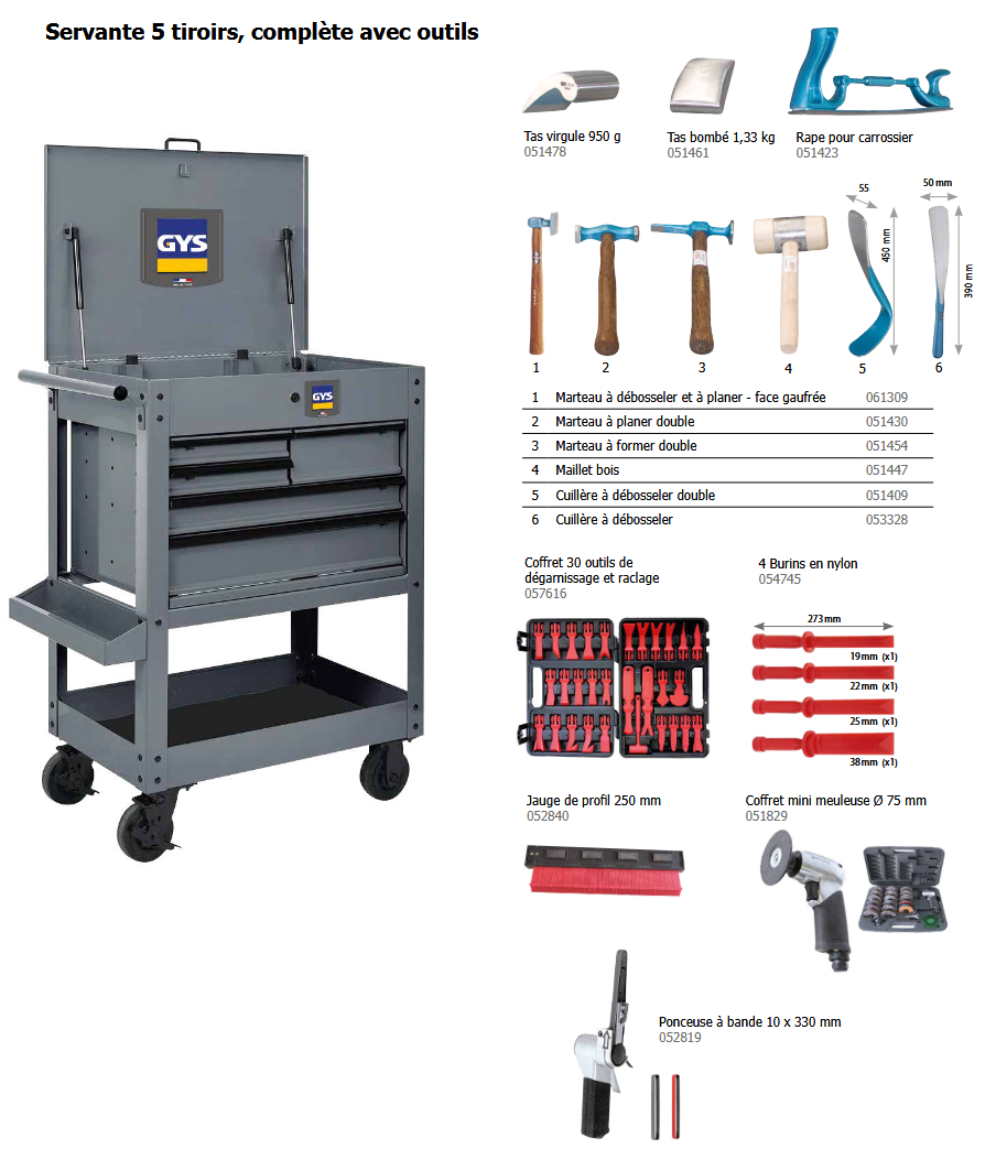 Servante de carrossier avec outils